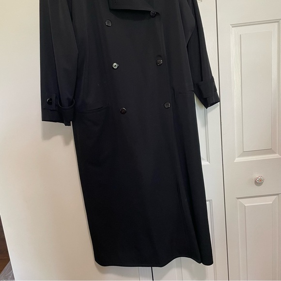 Linda Allard for Ellen Tracy Vintage Black Trench Coat 100% Wool Size Large - Picture 3 of 14